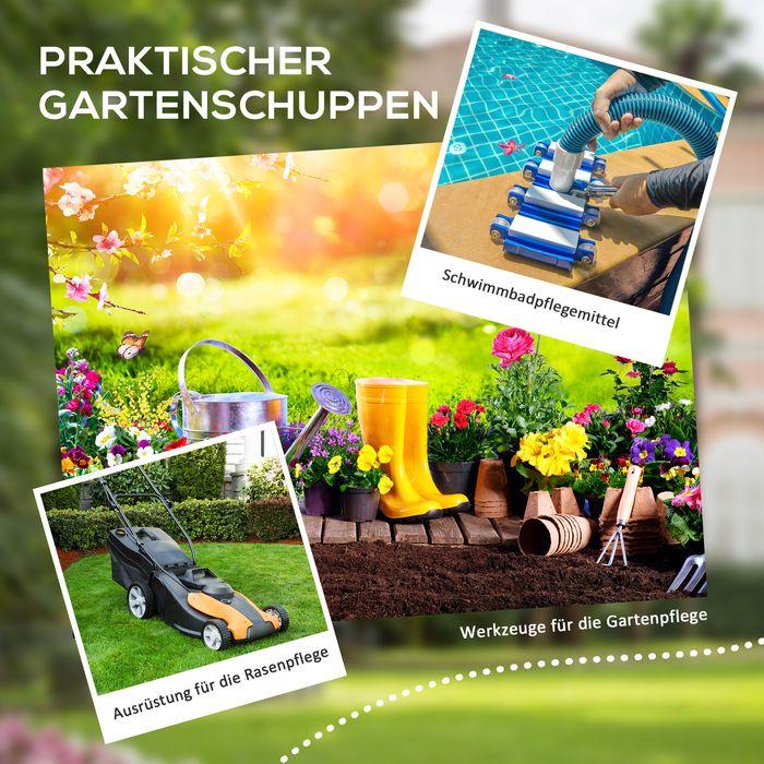 Immagine prodotto Swisshandel24 Gerätehaus 1,54m³, Pultdach, 122x149x192/177 cm, Abschliessbar, Fenster, Alu, Grau