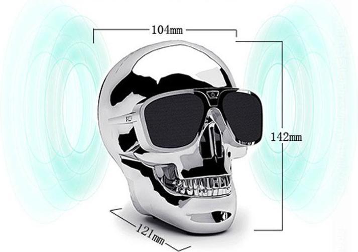 Image du produit PhoneLook Haut-parleur Gothic tête de mort Bluetooth V3.0 avec batterie réchargable (10 h, Fonctionnement sur batterie)