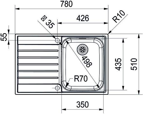 Actual product image Franke Insertion sinks Argos AGX 611 78 (Top-mounted sink, 78 cm, 51 cm)