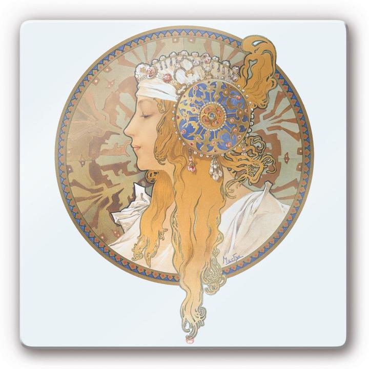 Image du produit Trenddeko Mucha - Médaillon avec portrait d'une femme blonde (20 x 20 cm)