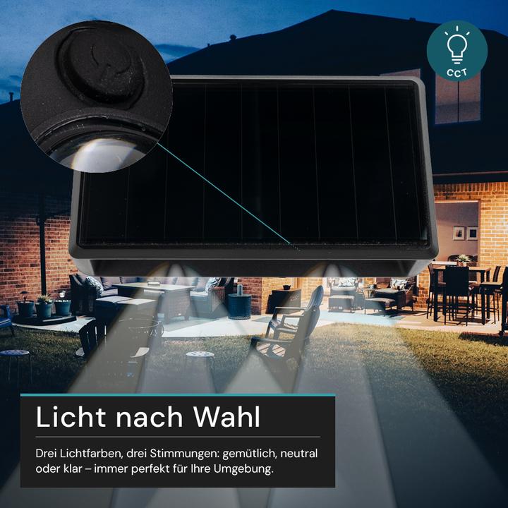Produktbild Luxula Solar Wandleuchte Aussen, 2-flg, CCT, IP54 (35 lm, IP54)