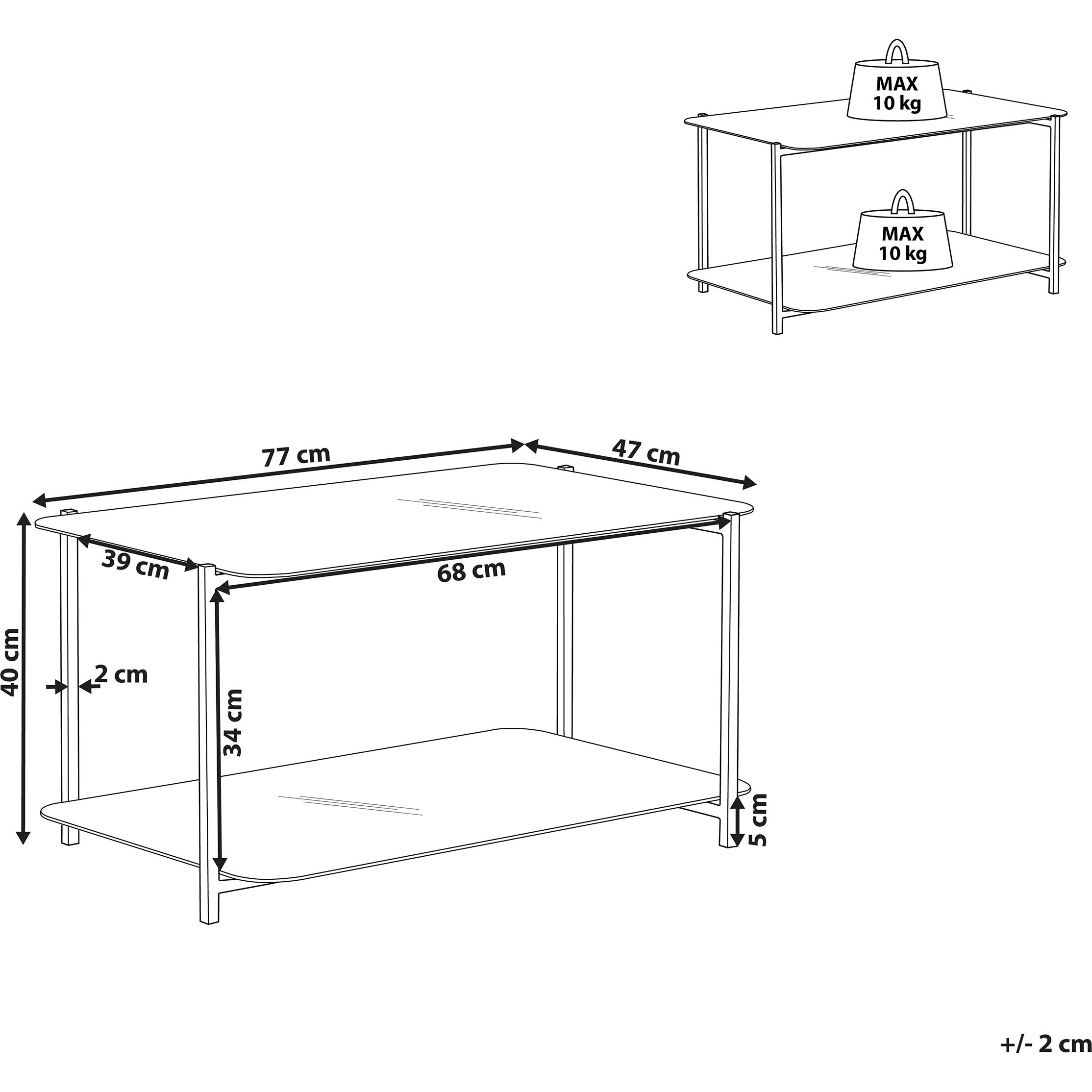 Thumbnail - Beliani, Couchtisch + Beistelltisch, Gloster (77 x 47 x 40 cm)