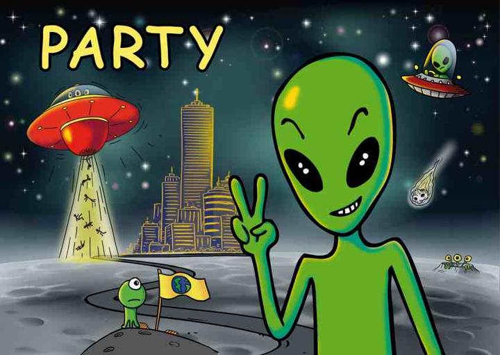 Produktbild Partystrolche Einladung Alien (8 Stk.)