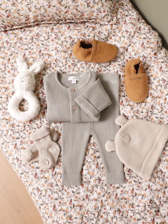 Produktbild Vertbaudet Bio-Kollektion: Baby-Set aus Langarmbody, Leggings & Halstuch (74)