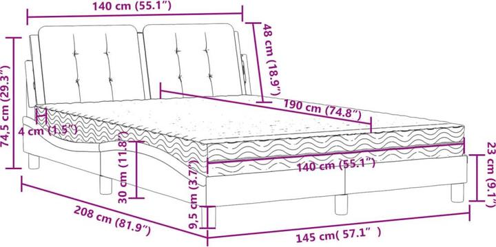 Produktbild vidaXL Bett (140 x 190 cm)