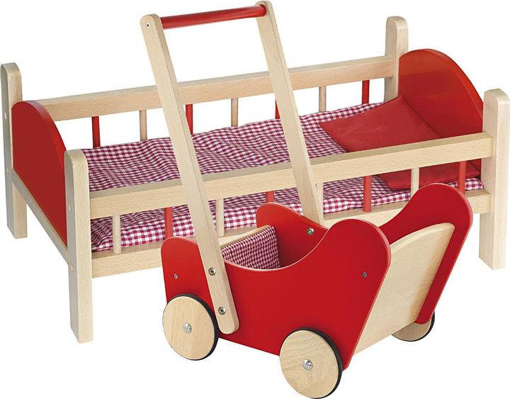 Viga Toys VIGA doll’s bed and wooden doll's pram