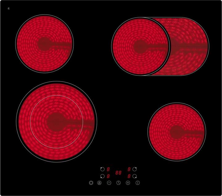 PKM KHKF4-2KB G Kochfeld autark Einbau 60cm Glaskeramik Bräterzone (59 cm, Glass ceramic hob)