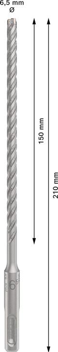 Actual product image Bosch Professional Zubehör BOSCH carbide hammer drill bit SDS-Plus p5X Length 210 mm Drill ø 6.5 mm (0.5-6.5 mm)