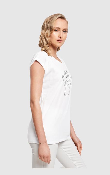 Produktbild Merchcode Ladies Peace - Scribble Hand Heart White Extended Shoulder Tee - 161411 (XL)