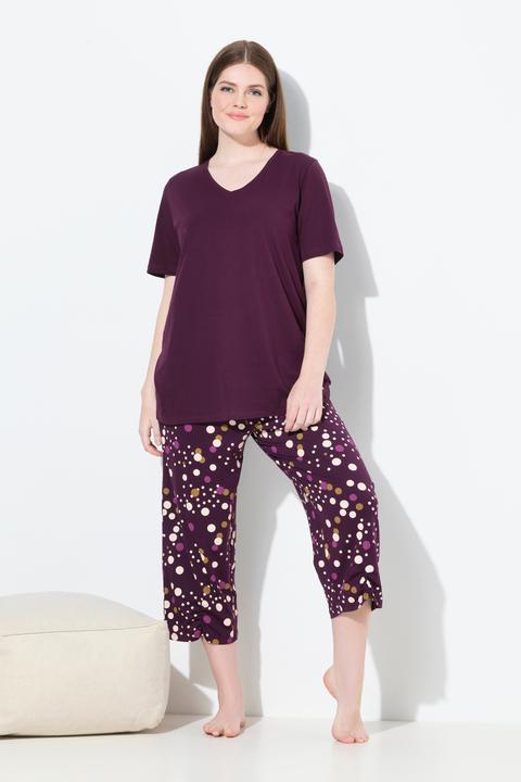 Produktbild Ulla Popken Pyjama, Punkte, V-Ausschnitt, Langarm, Taschen (56)