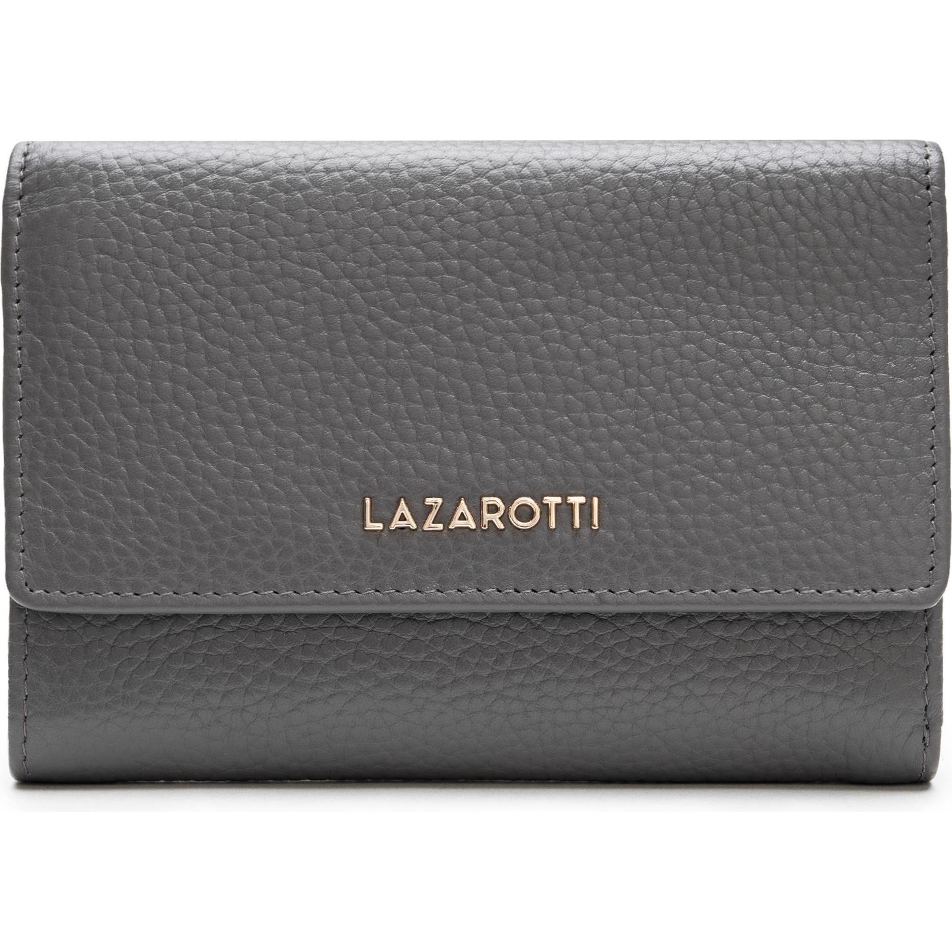 Lazarotti, Damen, Portemonnaie, Bologna Leather Geldbörse Leder 14 cm, Grau