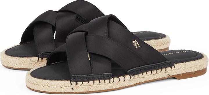 Tommy Hilfiger Damen Espadrille Slipper mit Monogramm, offener Spitze und Riemen (40)