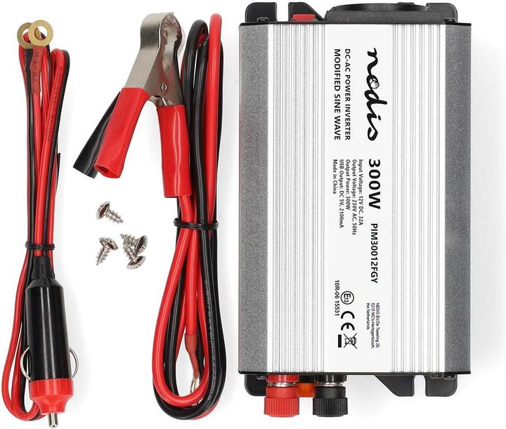 Immagine prodotto Nedis Inverter di potenza a onde sinusoidali modificate - Tensione di ingresso: 12 V DC - Connessione di