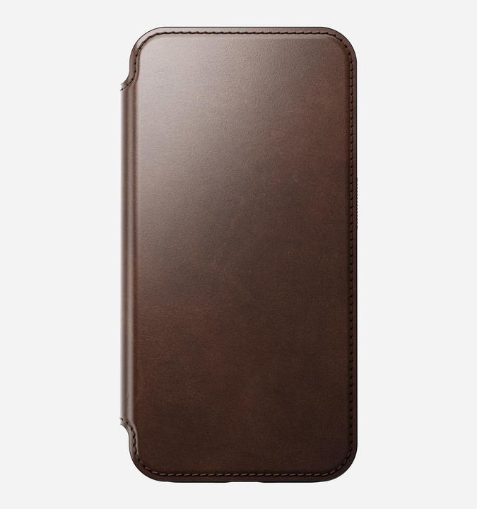 Actual product image Nomad Modern Horween Leather Folio iPhone 15 Pro Rust Brown (Apple iPhone 15 Pro)