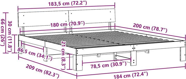 Actual product image vidaXL Moderner Bettrahmen (180 x 200 cm)