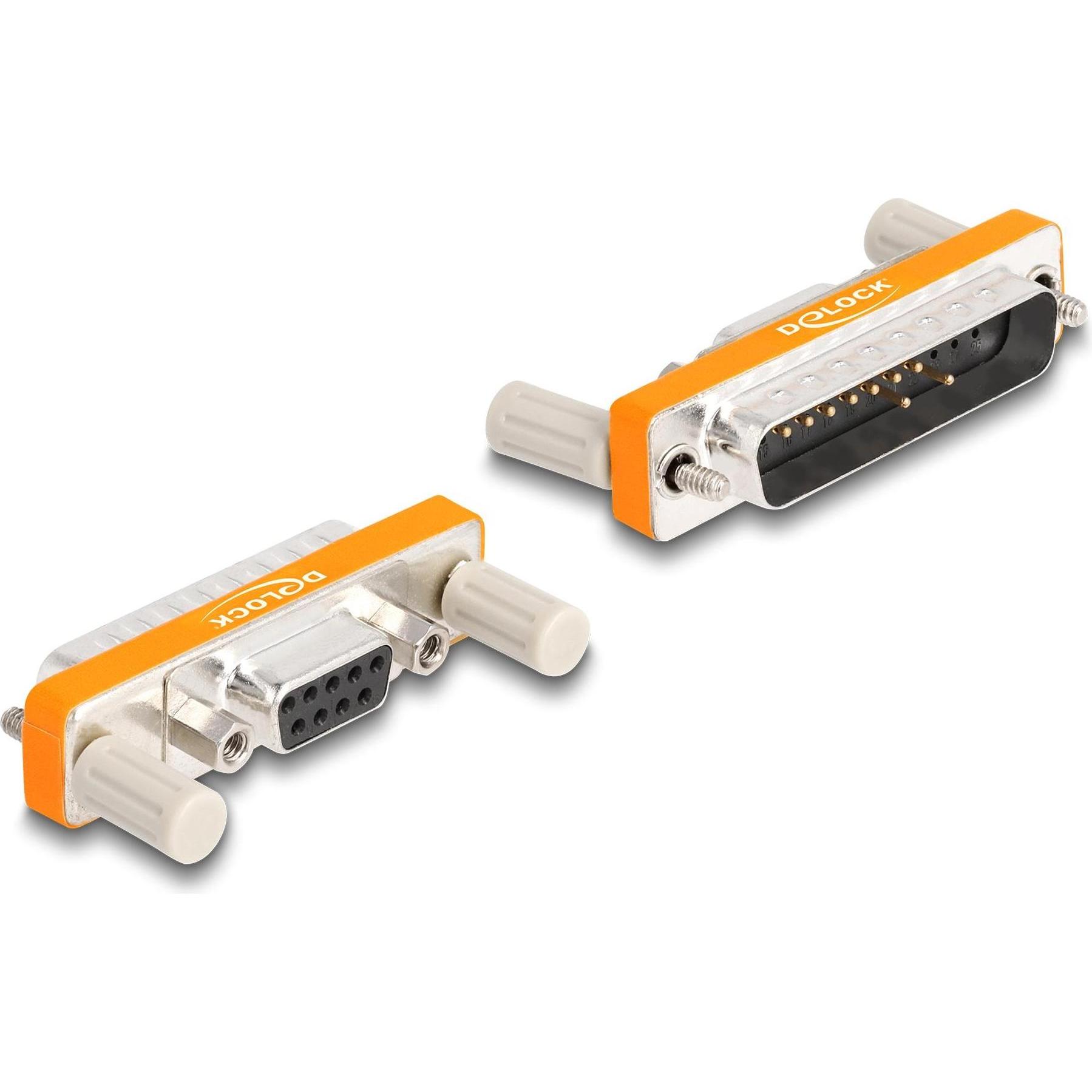 Delock Adapter D-Sub 9 Pin Buchse mit Muttern zu D-Sub 25 Pin Stecker mit Schrauben (0.05 m), Schnittstellenkabel