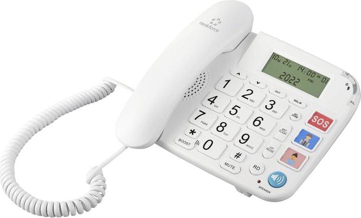 Image du produit Renkforce RF-DP-400 Téléphone filaire pour seniors Mains libres Écran LCD Blanc