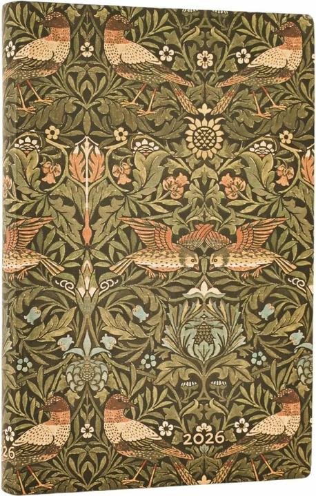 Produktbild Paperblanks PAPERBLAN Agenda Morris Vögel 2026 FD0676-4 1W/2S HOR Mini SC DE 9.5x14cm (1 Woche / 2 Seiten)