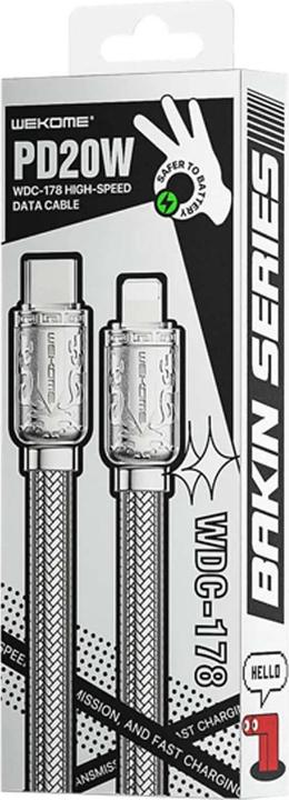 Actual product image Wekome WDC-178 Bakin series - USB-C to Lightning fast charging PD connection cable 20 W 1 m (silver) (1 m, 20 W)
