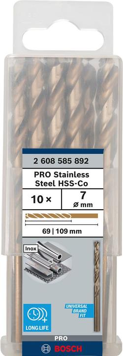 Produktbild Bosch Professional Zubehör PRO Stainless Steel HSS-Co Spiralbohrer, 7 x 69 x 109 mm (7 mm)