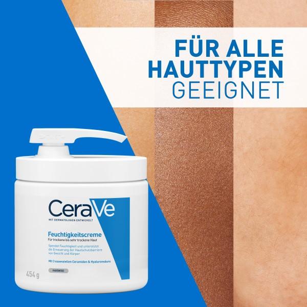 Produktbild CeraVe Feuchtigkeitscreme: Reichhaltige Creme für trockene bis sehr trockene Haut für Gesicht und Körper (Körpercreme, 454 ml)