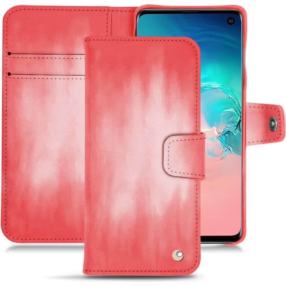 Noreve Lederschutzhülle Wallet (Samsung Galaxy S10e), Smartphone Hülle, Rosa