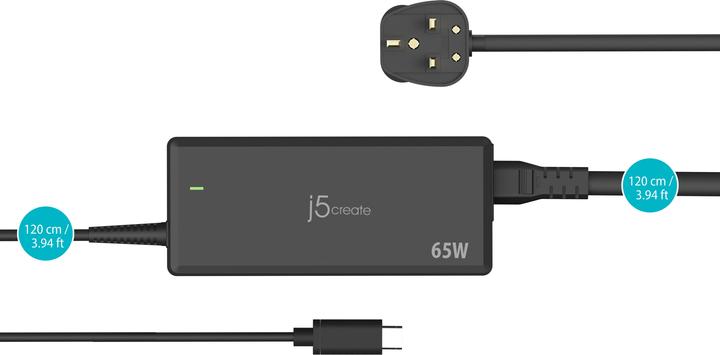 Produktbild j5Create 65w Pd USB-C Power Adapter - Uk Nms Ns Char (65 W, 1 Port)