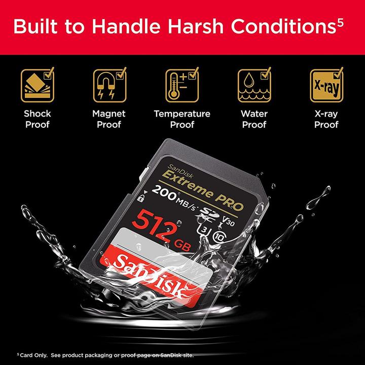 Produktbild SANDISK Extreme PRO UHS-I V30 (512 GB, SDXC, U3, UHS-I)