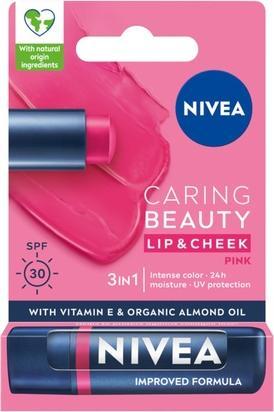 NIVEA Caring Beauty 3 In 1 Caring Lip Balm Pink - 48g (Lip balm)