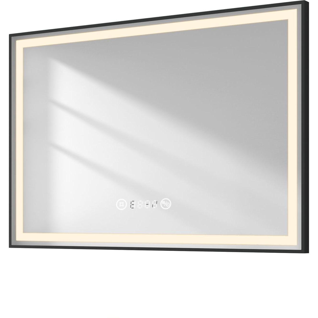 Emke, Spiegelschrank, Badspiegel mit Beleuchtung 100*70cm,Beschlagfrei, Temperatur und Uhr Kaltweiss(6500K), Dimmbar (10...