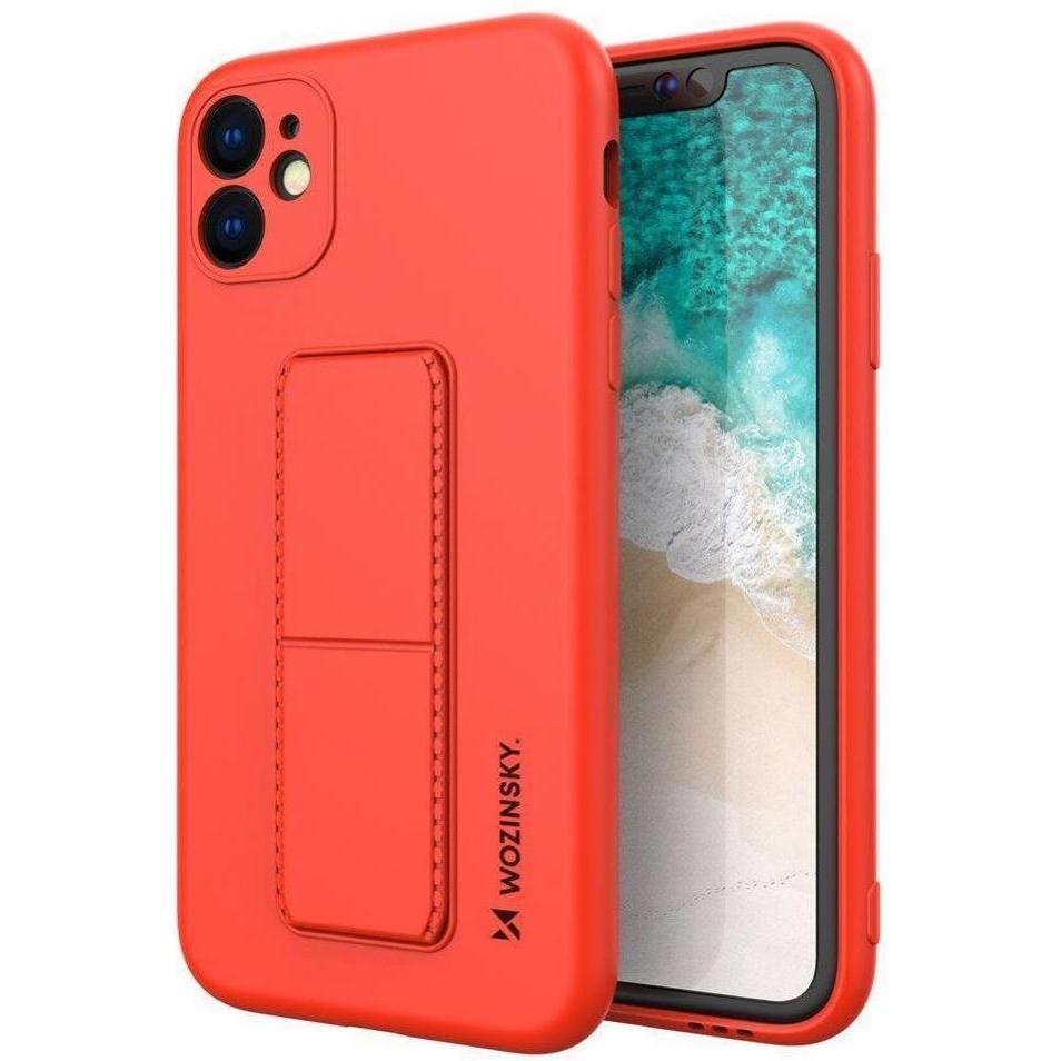 Wozinsky Kickstand Case silicone case with stand for iPhone 12 red (Apple iPhone 12), Smartphone Hülle, Rot