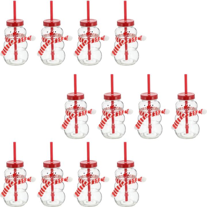 Produktbild Novaliv 12x Tassen Glühwein 260 ml Personalisierte Weihnachtstasse mit Trinkhalm - Schneemann als Gl (260 ml, 12 x)