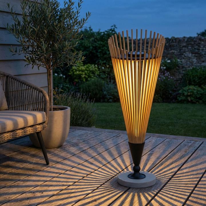 Produktbild Ideoon Dekorative Solar-Laterne 60cm aus Bambus: Moderne Solarleuchte für den Garten