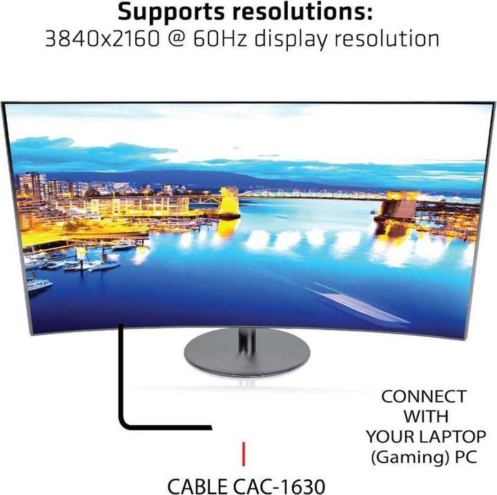 Actual product image Club 3D Active Adapter Multiport to HDMI 4K60Hz (HDMI, Mini DP, USB-C, 8 cm)