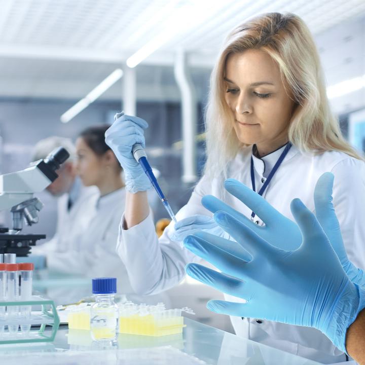 Actual product image MaiMed Nitrile-Vinyl Hybrid Disposable Gloves Blue (L)