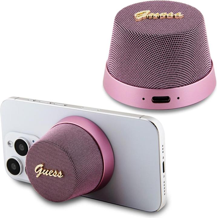 Guess głośnik Bluetooth GUWSC3ALSMP Speaker Stand różowy/pink Magnetic Script Metal (12 h)