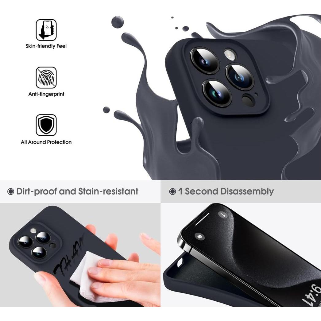 Thumbnail - Screenguard Apple iPhone 15 Pro Liquid Silicone Camera Protector Case (Apple iPhone 15 Pro), Smartphone Hülle, Schwarz