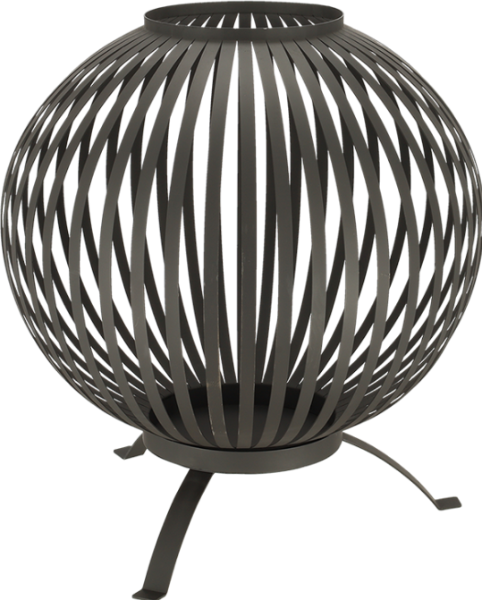 Actual product image Esschert Design Fire Bowl Ball Stripes, Ø 59.2 cm, Black (59.20 cm)