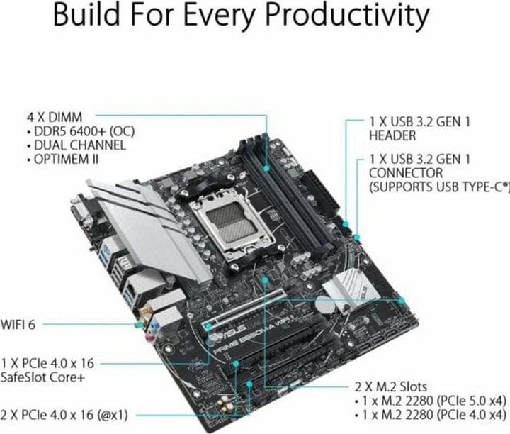 Produktbild ASUS PRIME B650M-A WIFI II (AM5, AMD B650, mATX)