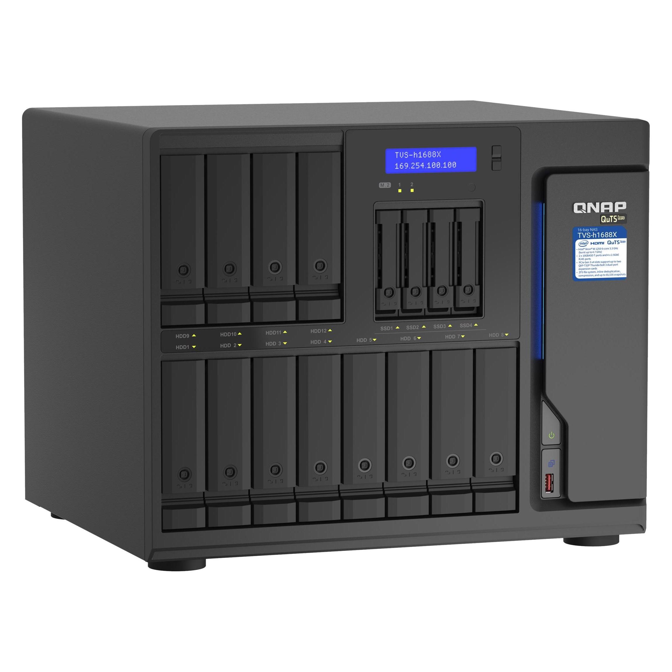 QNAP TVS-h1688X-W1250-32G (0 TB), NAS, Schwarz