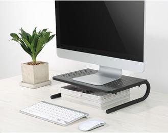 Produktbild Powerton Monitorständer, Tastaturplatz, schwarz, Metall