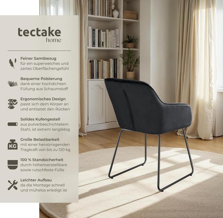 Actual product image tectake Dining chair Jeane, velvet look, cantilever frame