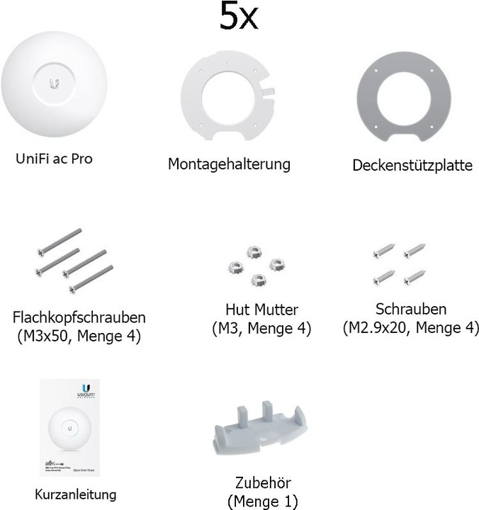 Immagine prodotto Ubiquiti UniFi AP AC-PRO - Set da 5 (1300 Mbit/s)