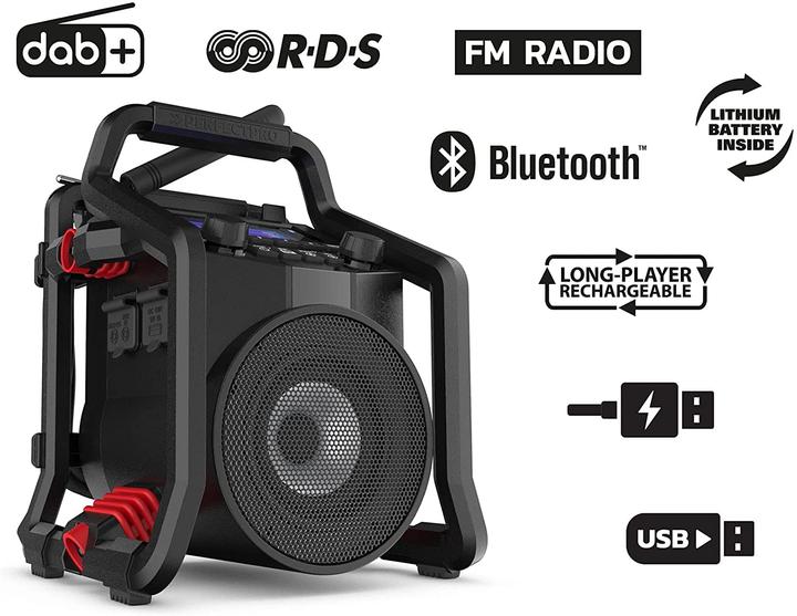 Produktbild PerfectPro Baustellenradio, IP65, Akku integriert (DAB+, KW, Bluetooth)