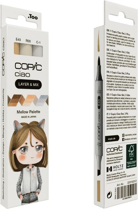 Immagine prodotto Copic CIAO - Marchio (C-1 Cool Gray No.1, E43 Avorio opaco, R00 Bianco rosato, 6 mm, 3 x)
