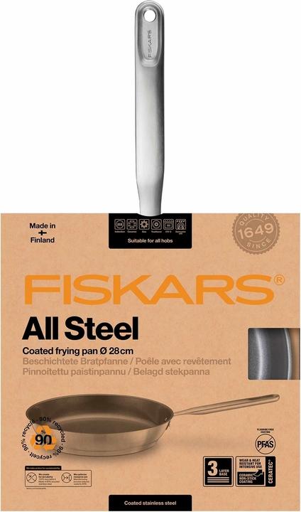 Actual product image Fiskars All Steel Frying Pan 28cm (28 cm, Frying pan, Stainless steel)