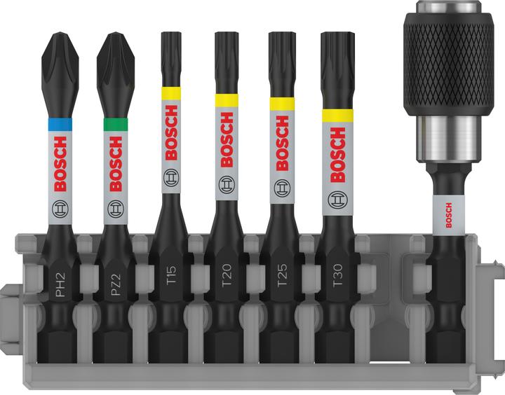 Produktbild Bosch Professional Zubehör Schrauberbit-Set Impact Control, 7-teilig, PH2, PZ2, T15, T20, T25,T30, 50 mm (PH2, PZ2, T25, T15, T30, T20)