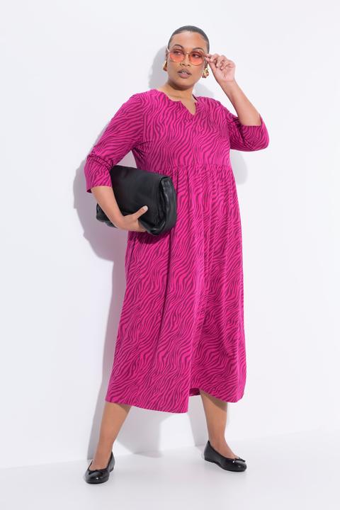 Produktbild Ulla Popken Jersey-Maxikleid, A-Linie, Tunika-Ausschnitt, 3/4-Arm (54)