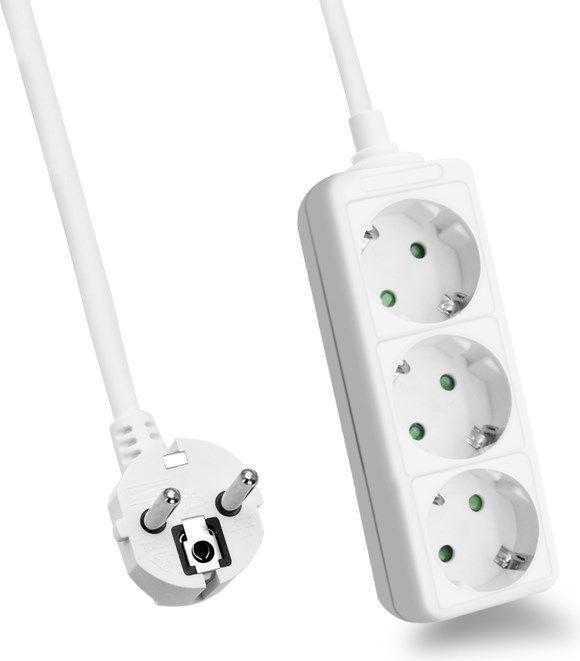 Helos Steckdosenleiste CLASSIC, 3-fach, weiss, 3,0m, ohne Schalter (3 x, 3 m)