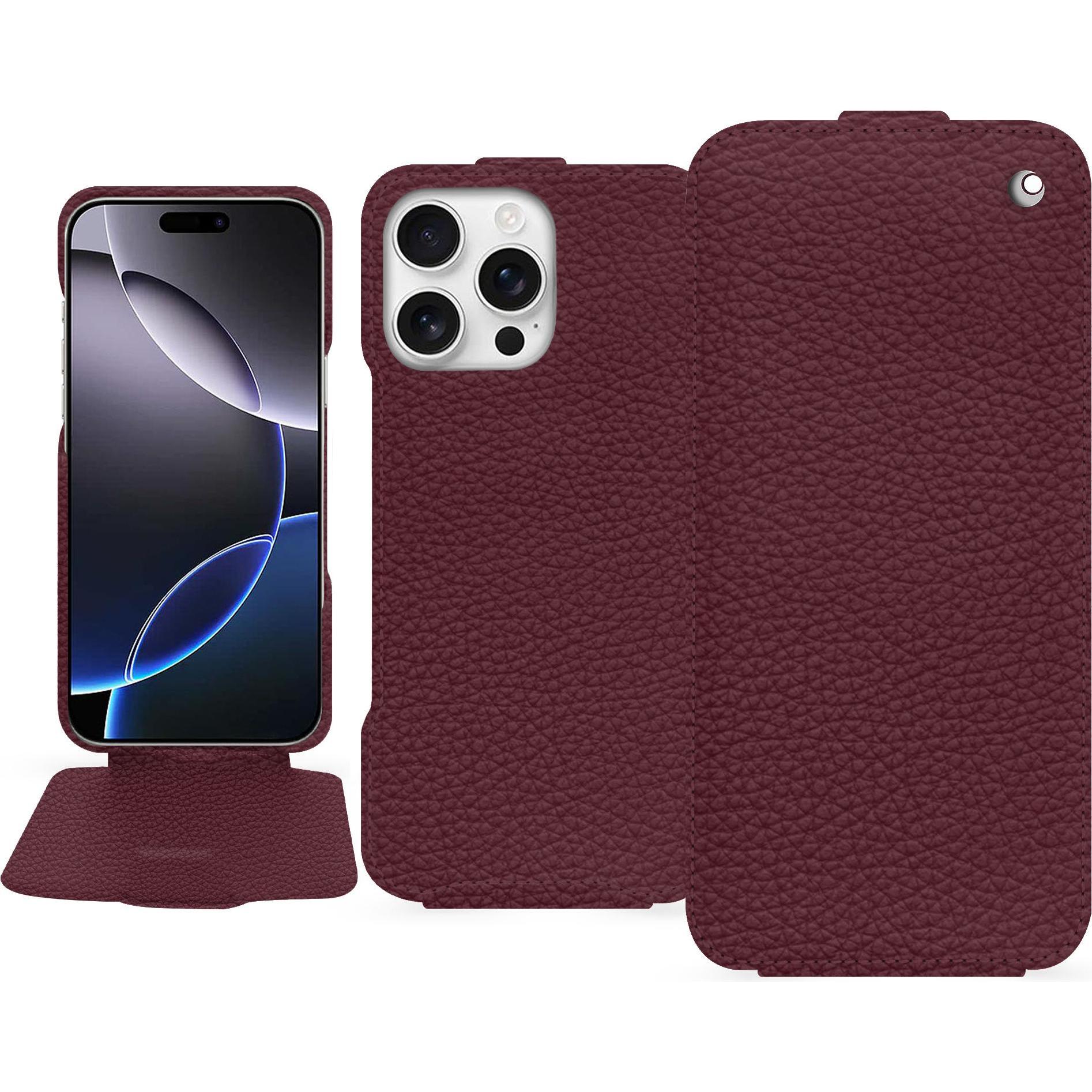 Noreve Lederschutzhülle vertikal (Apple iPhone 16 Pro Max), Smartphone Hülle, Violett